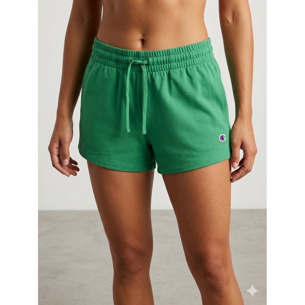 Champion Iconic Cinch Waist Shorts Verdant Green Womens Medium CPW261SH23003 NEW